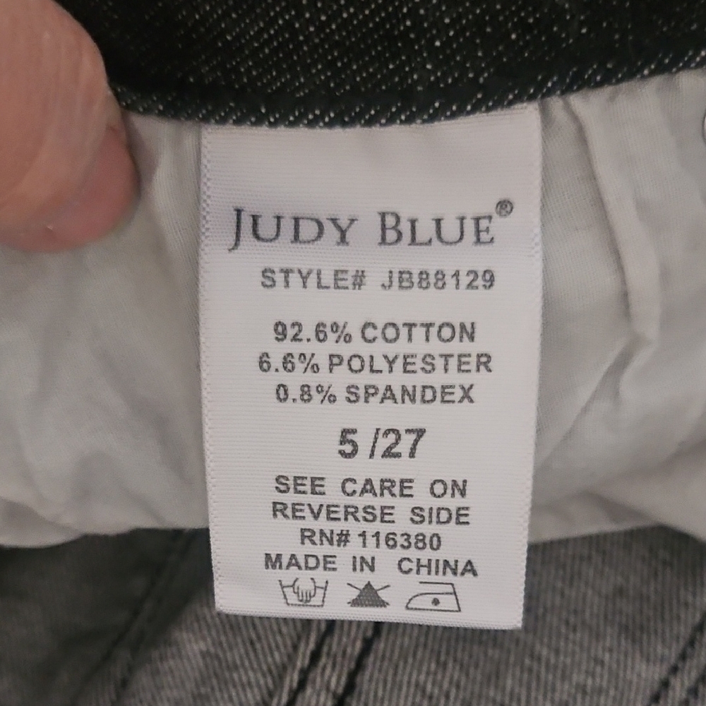 Judy Blue -Five Button Fly Skinny Fit -Black Distressed Jeans  - Size 5/27 - Picture 11 of 11
